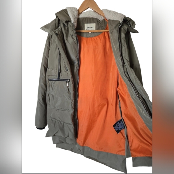 Orolay Womens Front Zip Long Sleeve Down Quilted Hooded Jacket Green Size Small - Picture 5 of 14